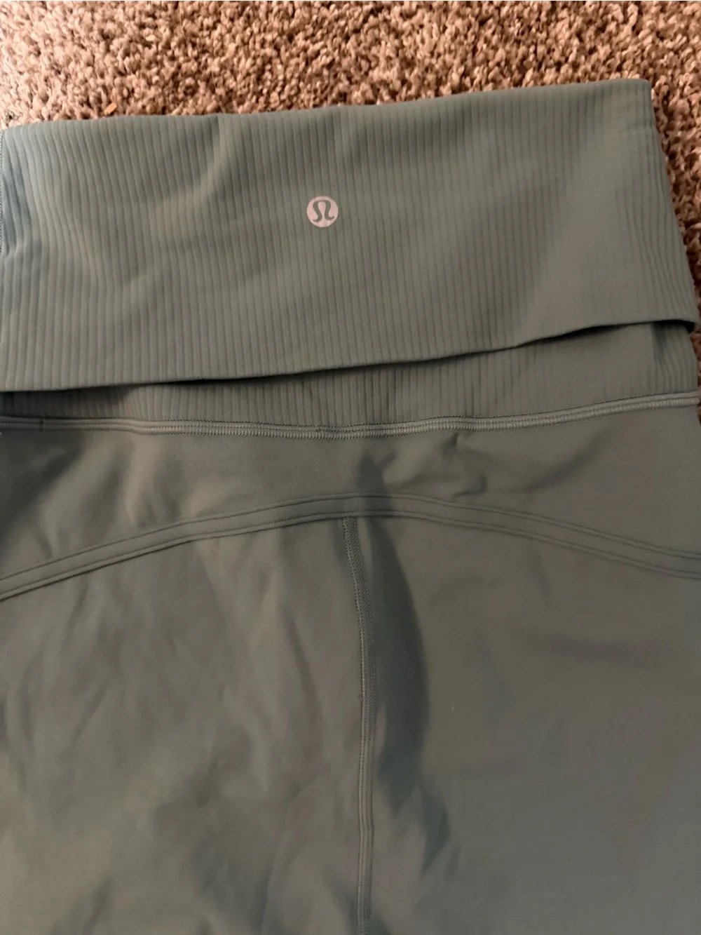 lululemon athletica High-Waist Rib Foldover Leggings in Sage Green